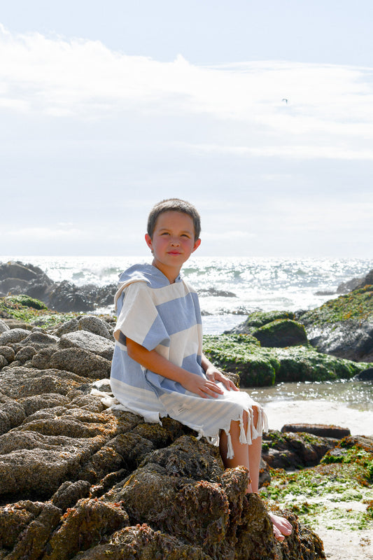 Ponchos Niños - Azul y Gris