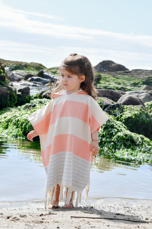 Ponchos Niños - Celeste y Salmón